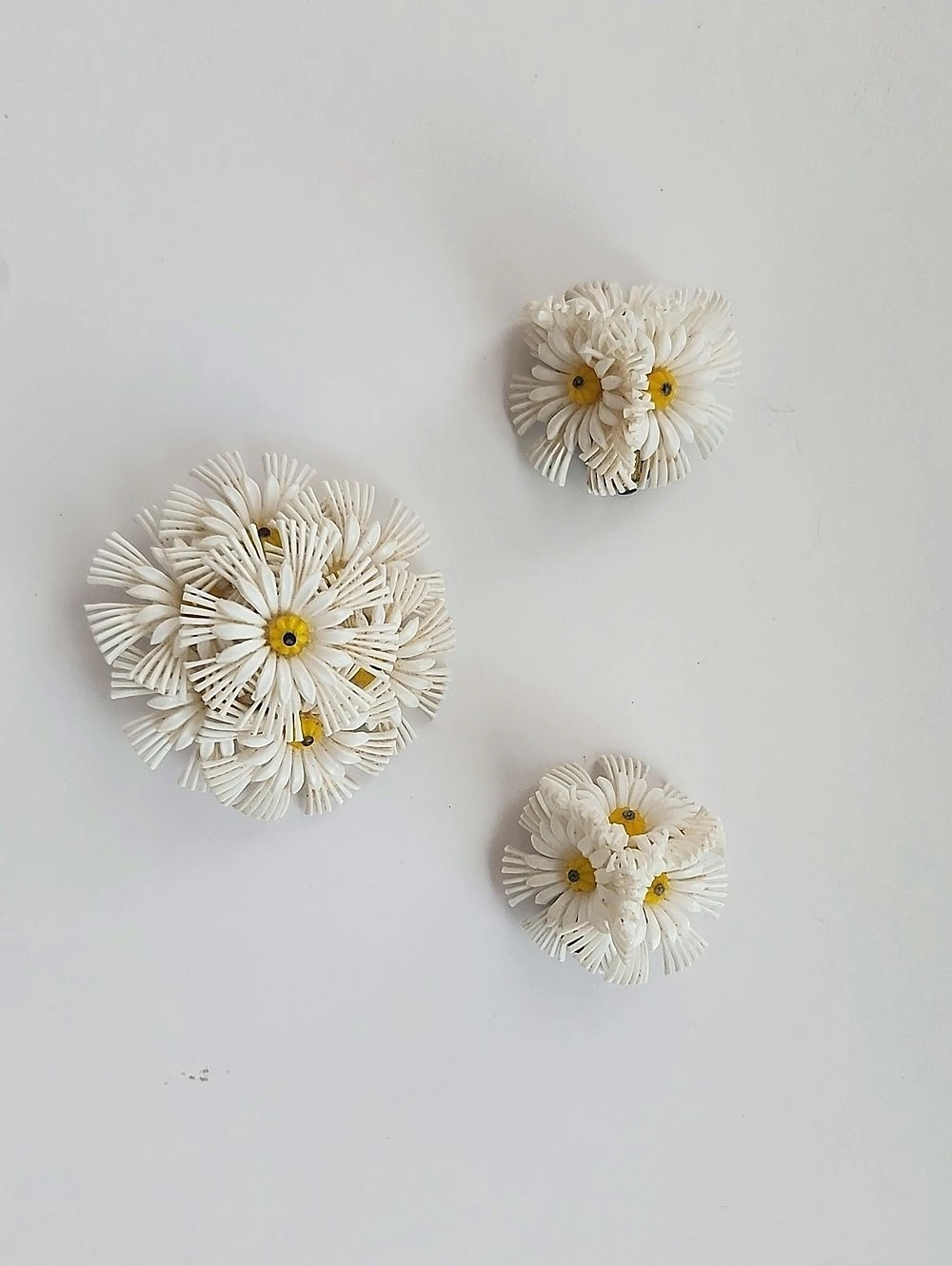 Vintage German Floral Brooch And Clip-On Earrings
